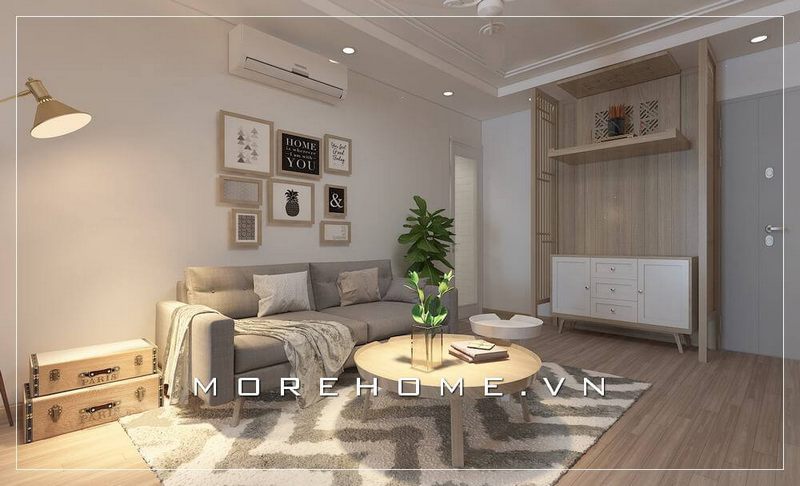 Mẫu sofa vải màu xám nhã nhặn được thiết kế hiện đại kiểu văng tiện lợi phù hợp cho phòng khách căn hộ chung cư.